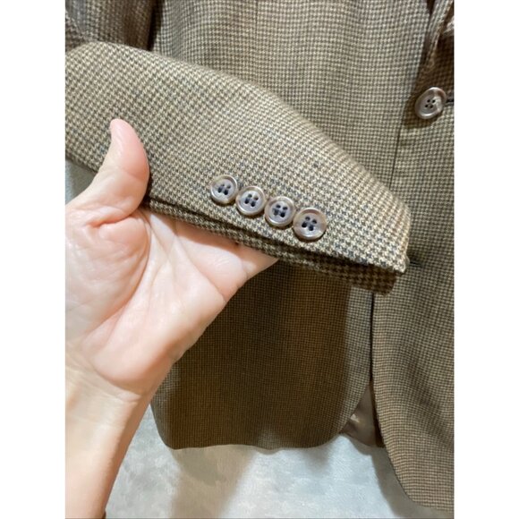 Joseph & Feiss Mens Brown Houndstooth Wool Suit Jacket‎ Blazer 41L - Picture 5 of 11